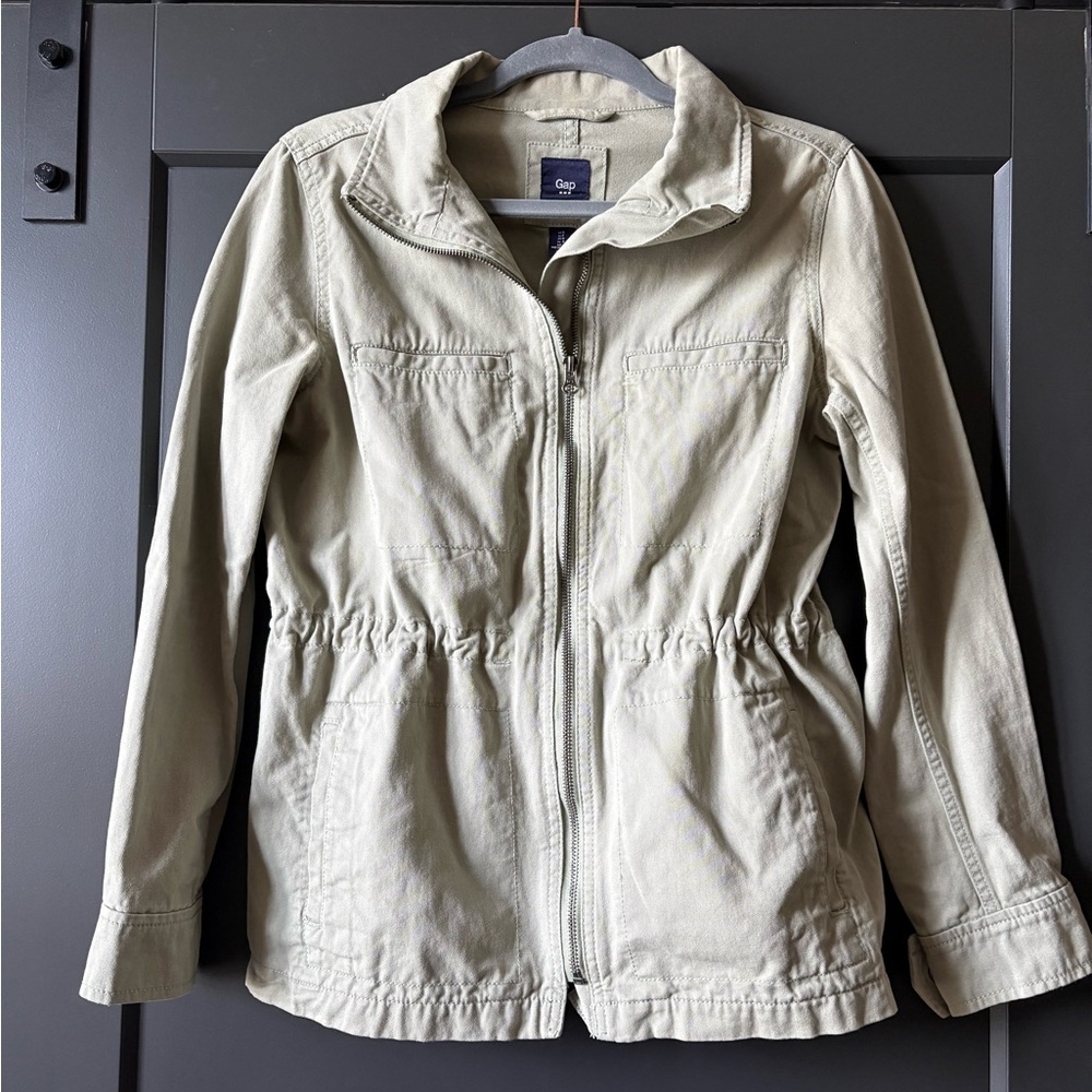 GAP Women's Sage Green Utility Jacket, Cinched Waist